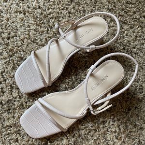 Nude square toed heels